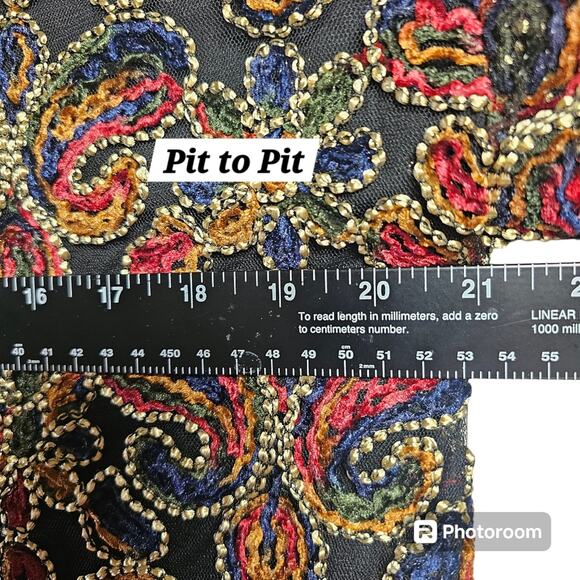 Karlie Multicolored Embroidered Bell Sleeve Velvet Mini Dress NWT Size L - Picture 15 of 15